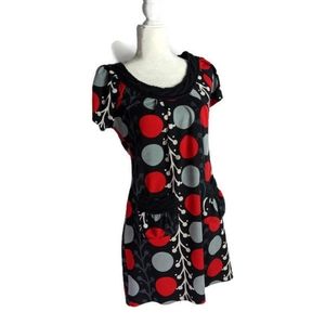 Pamela James shift knit dress bold geometric short sleeve pockets sweater like